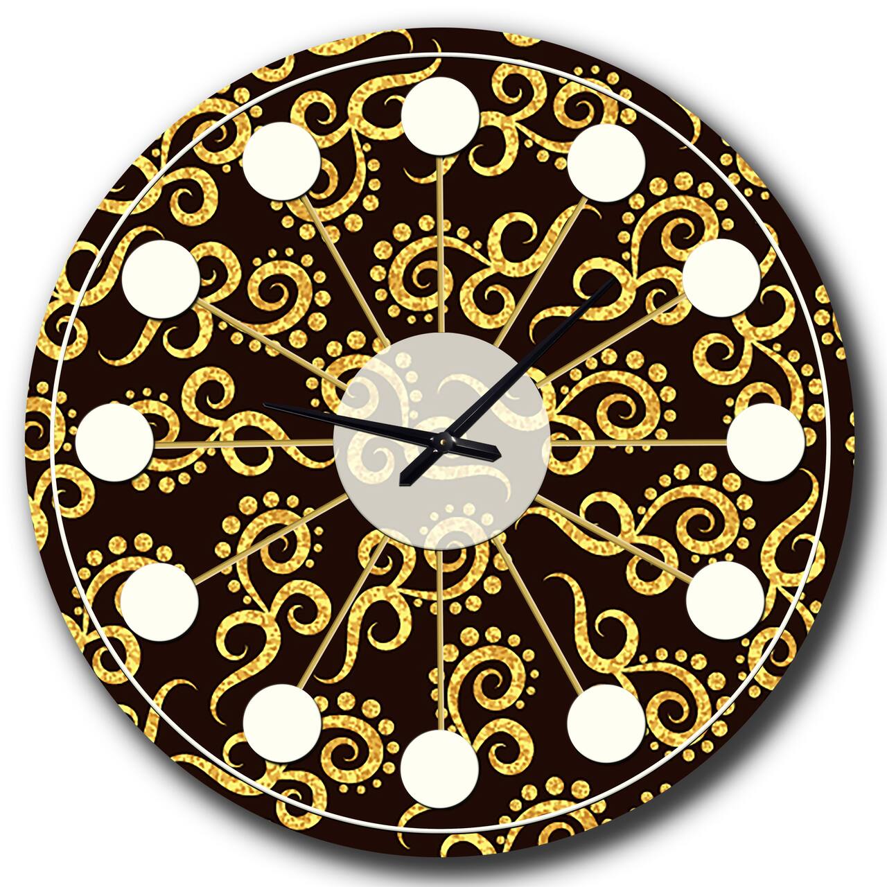 Designart 'Gold And Black Swirl Ii Mid-Century Modern Wall Clock